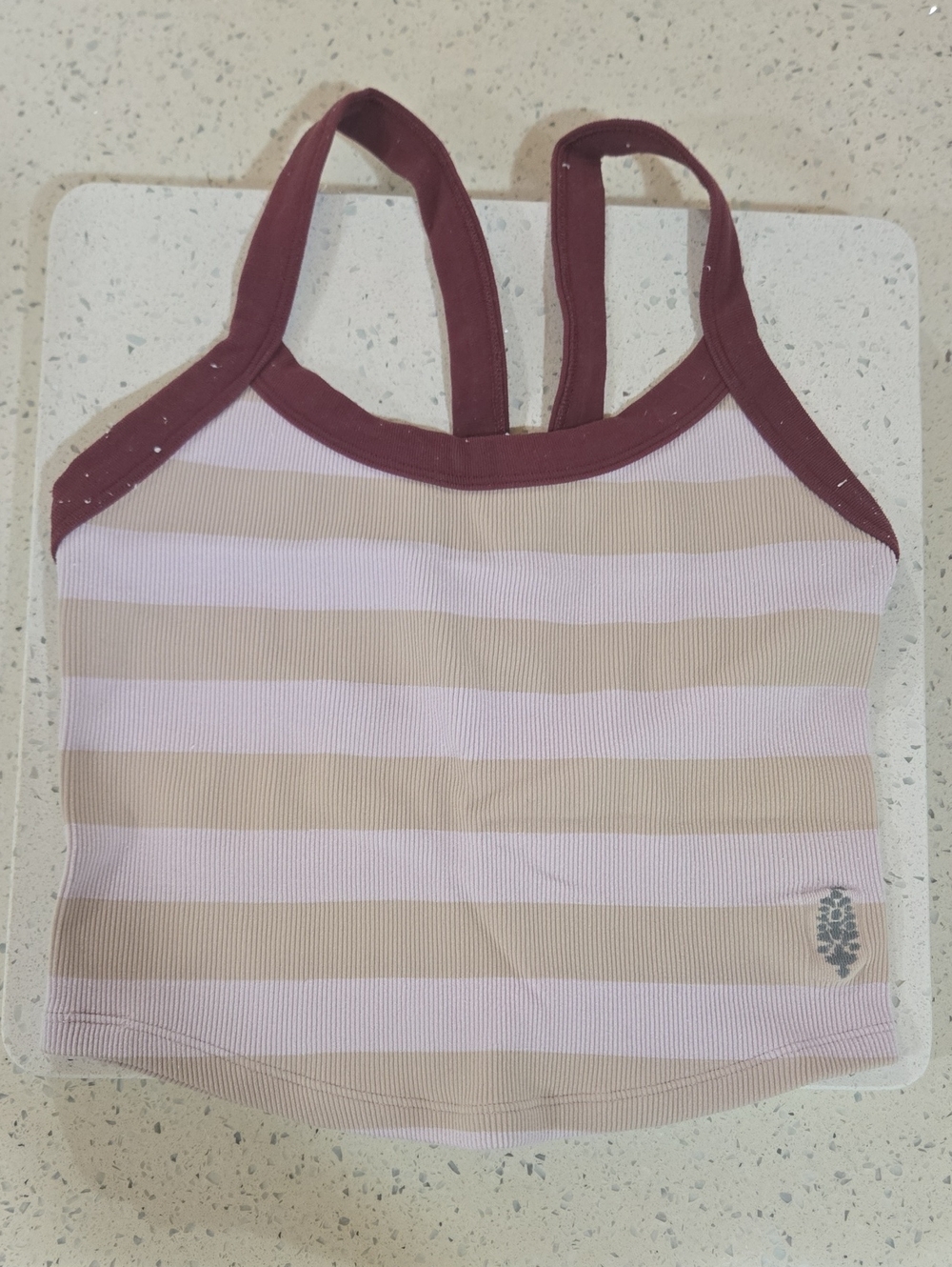 Pre-loved Free People All Clear Striped Cami Mauve & Beige Size XS/S